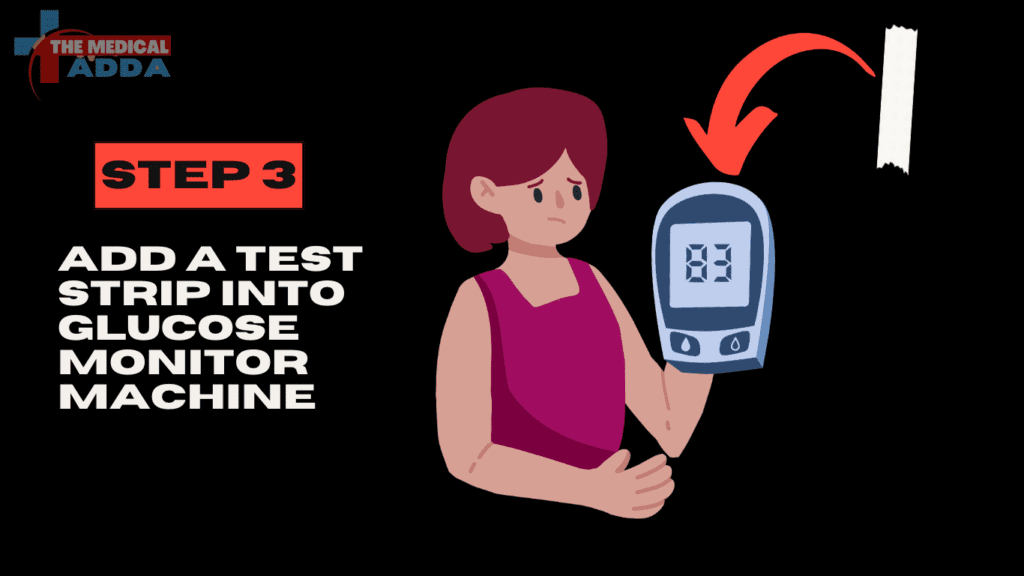 Add a Test Strip into glucose monitor machine